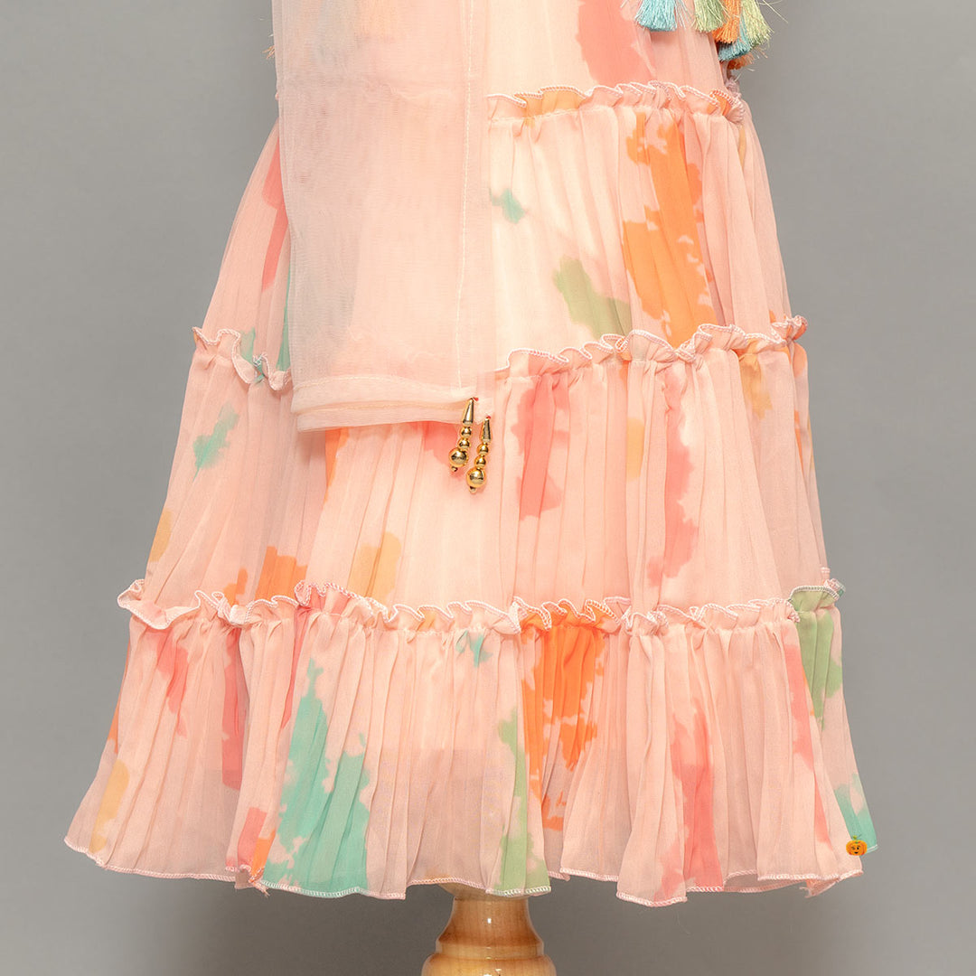 Kids Lehenga Choli With Multi Colored Print