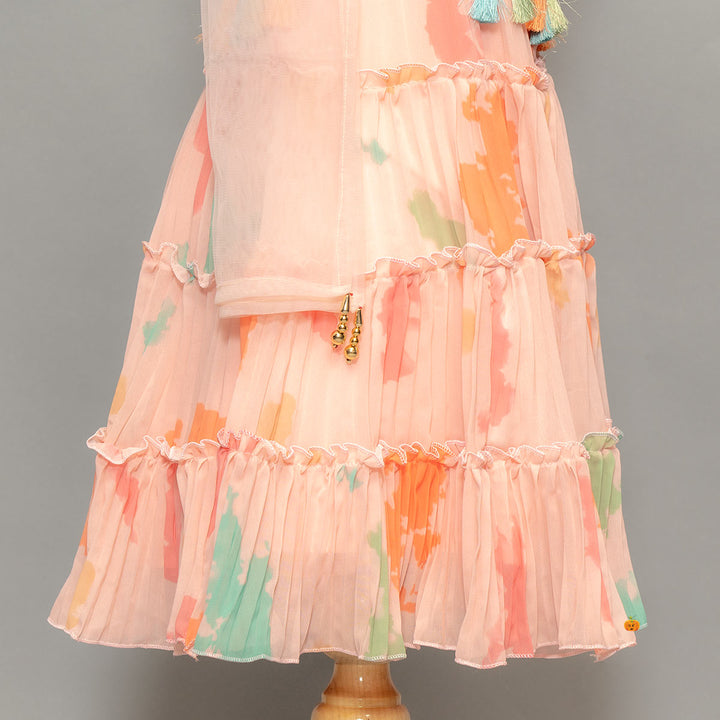 Kids Lehenga Choli With Multi Colored Print