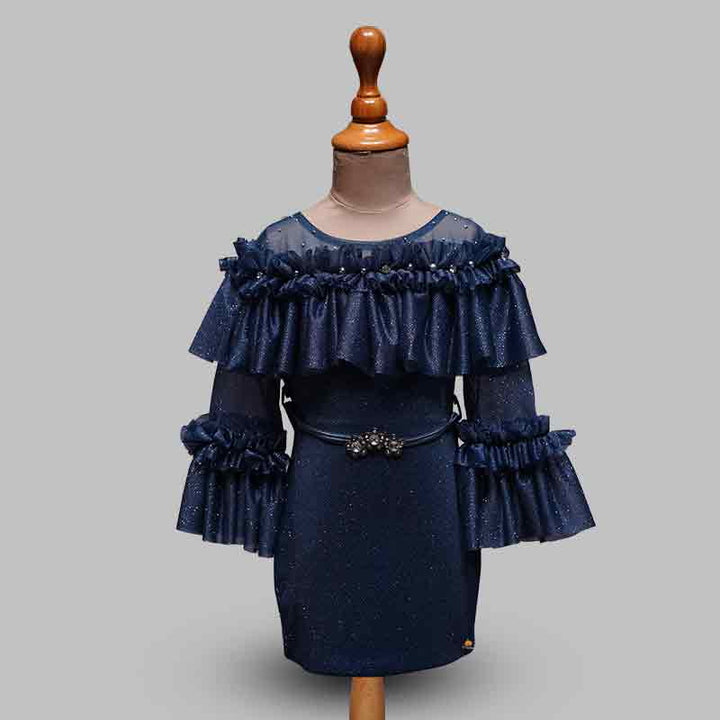 Pink & Blue Party Wear Girls Midi Variant Front View