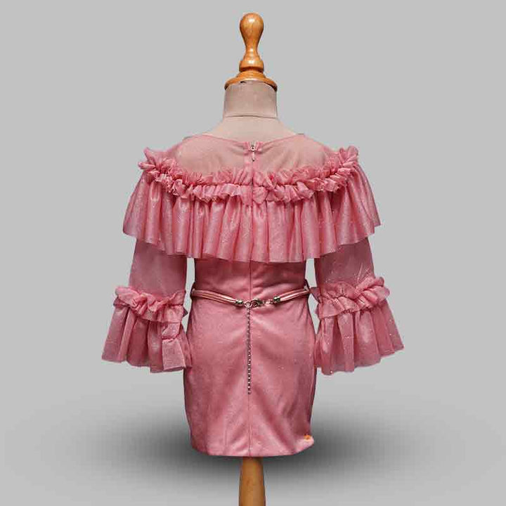 Pink & Blue Party Wear Girls Midi Back View