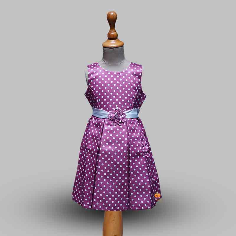 Purple & Blue Girls Midi With Polka Dot Front View