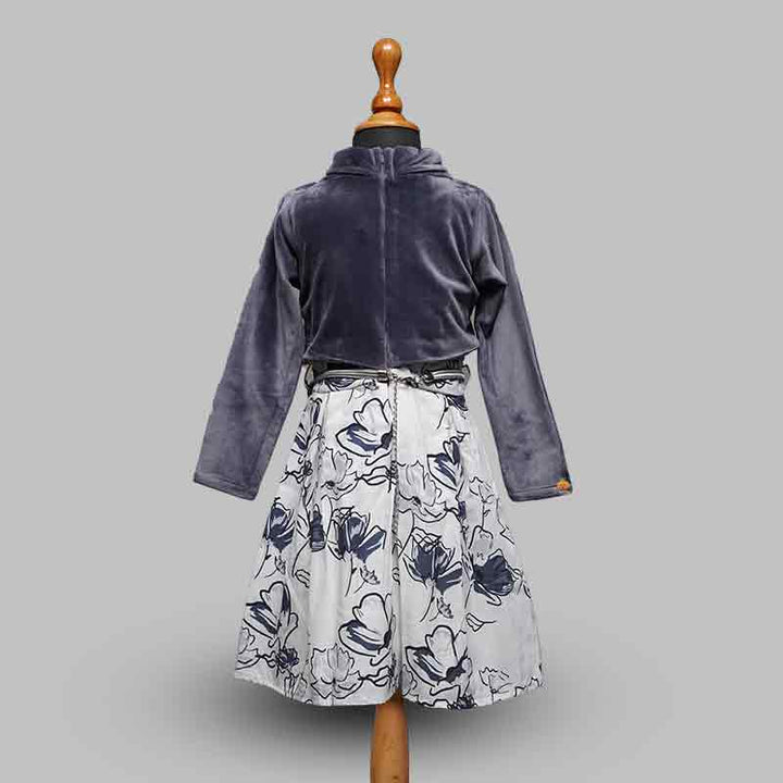 Grey Girls Midi with Full Sleeves Top Back View