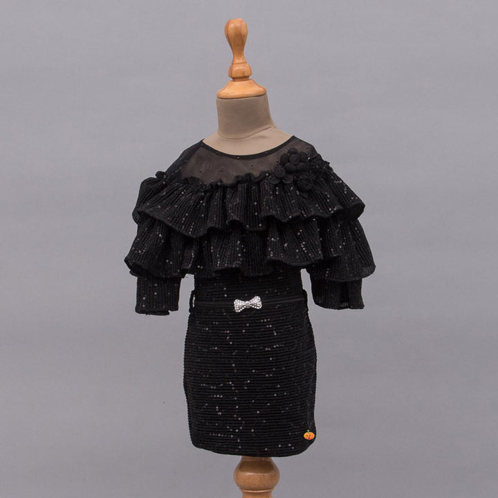 Black Midi Dress for Girls Front View