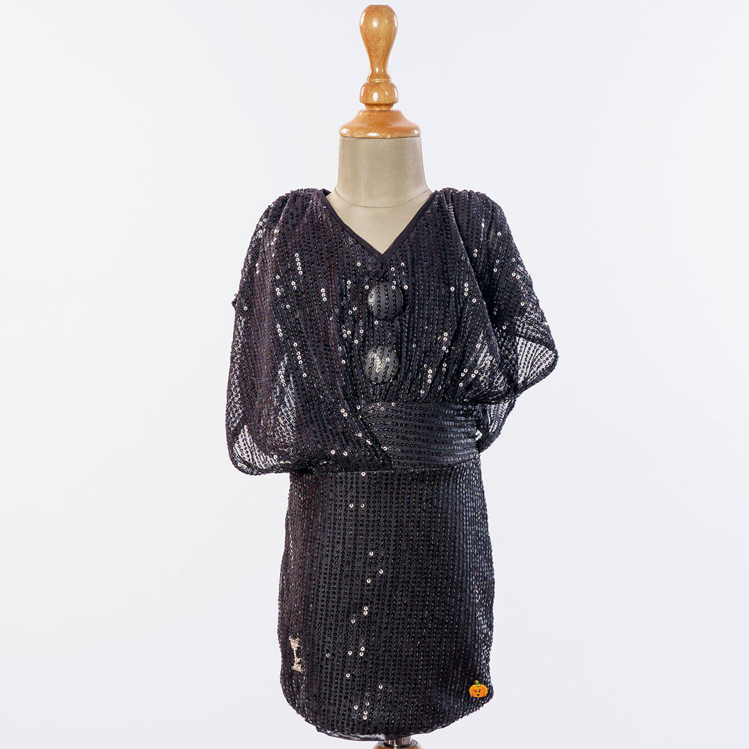 Maroon Sequin Girls Midi Front View