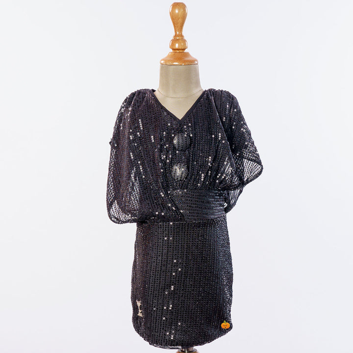 Maroon Sequin Girls Midi Front View