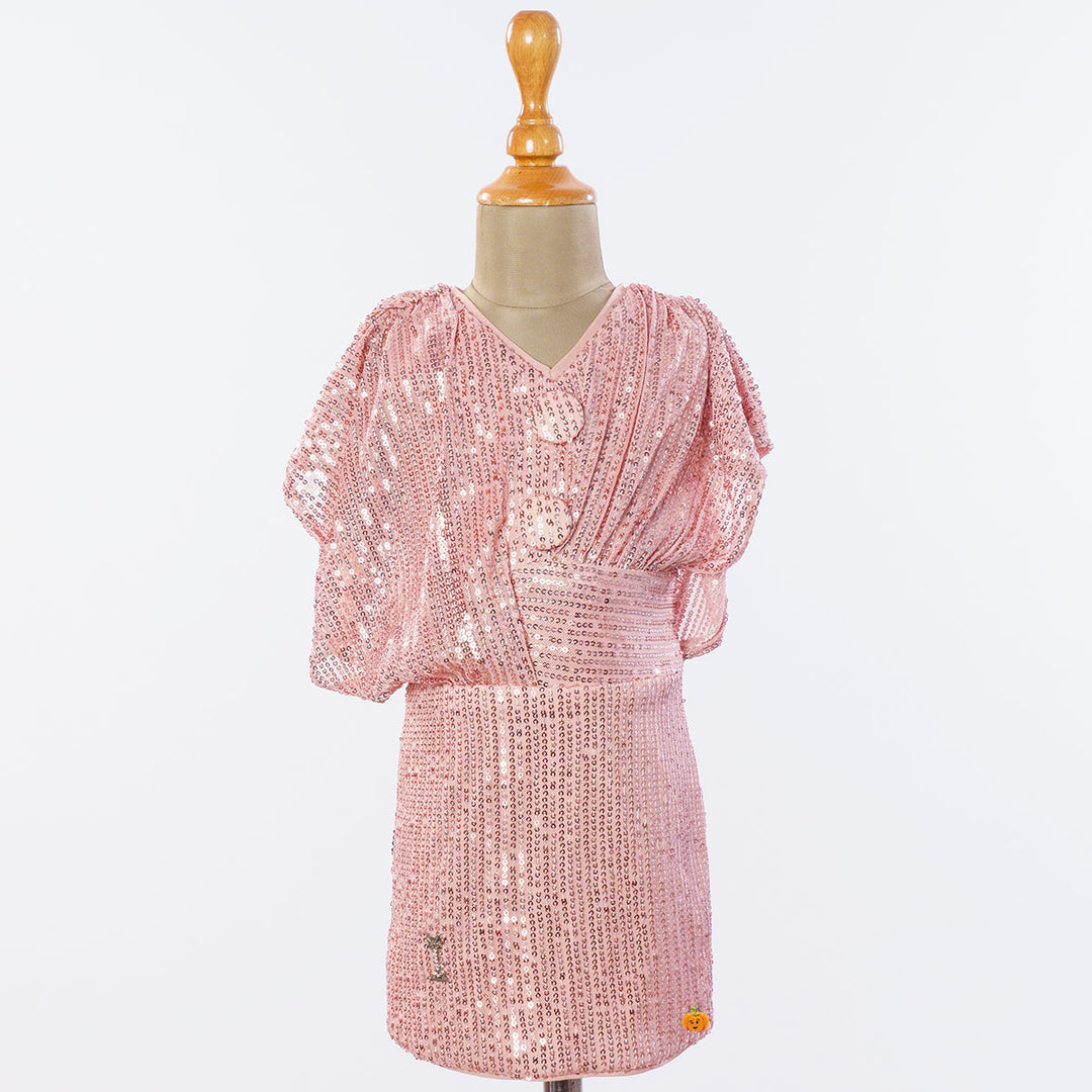 Maroon Sequin Girls Midi Front View