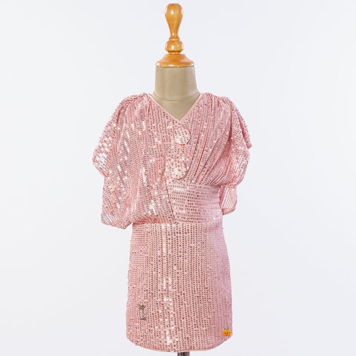 Maroon Sequin Girls Midi Front View