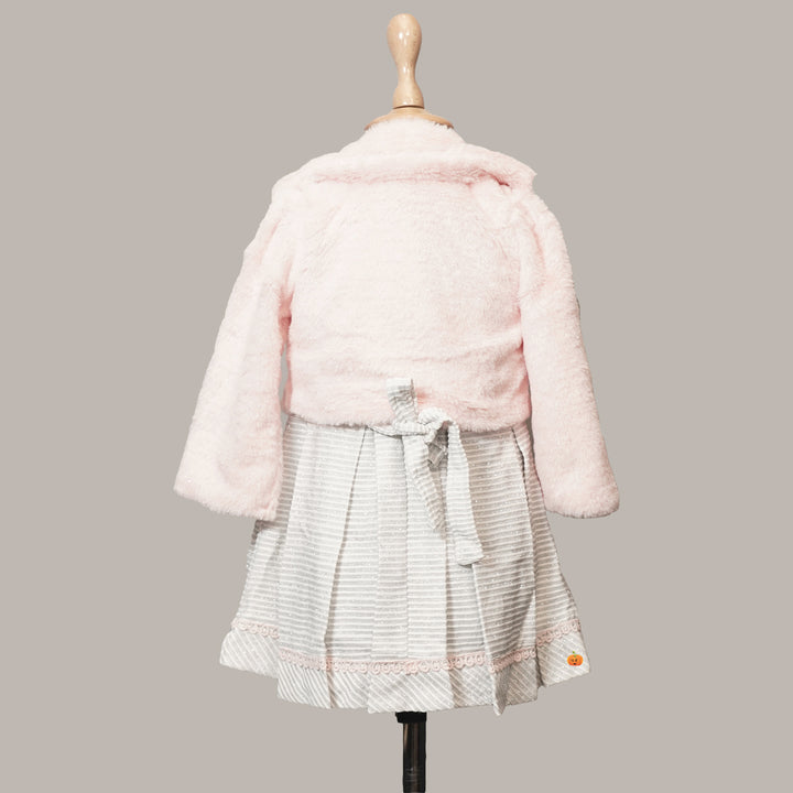 Peach & Sky Blue Winter Wear Girls Midi Back View