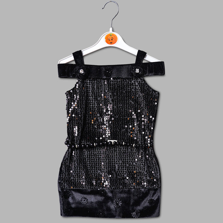 Black Peach Sequin Party Wear Girls Midi Front View