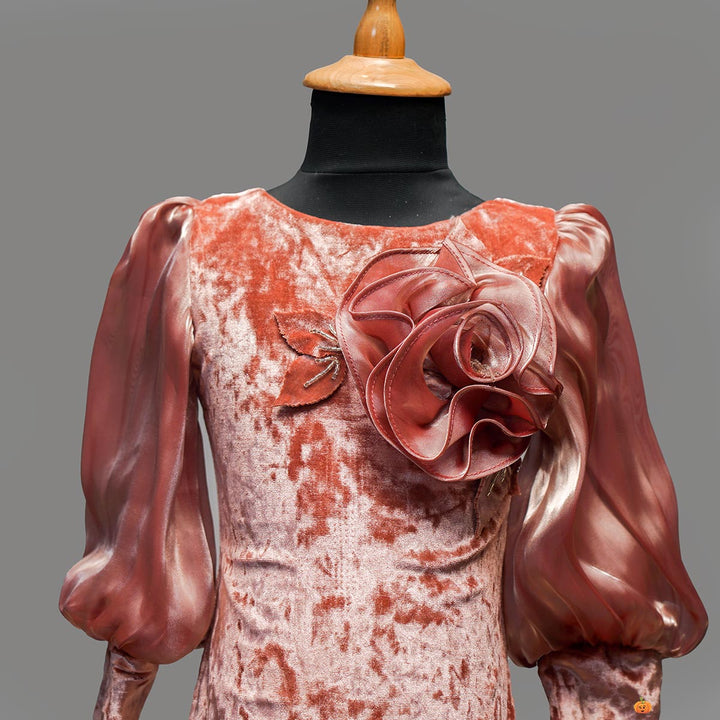 Floral Girls Midi Dress Close Up View