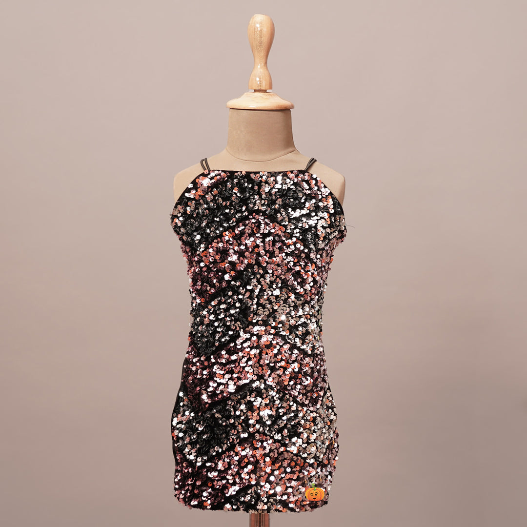 Onion & Black Party Wear Sequin Girls Midi Top View