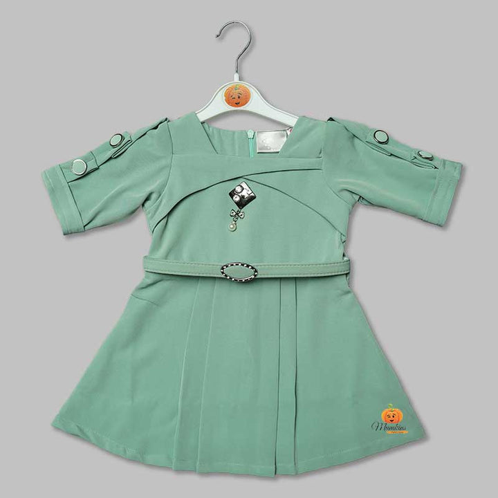 Party Wear Frock for Girls with Belt Front View