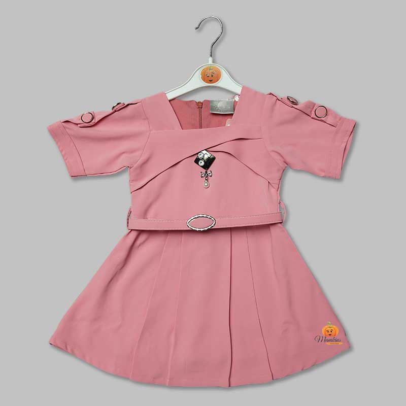 Party Wear Frock for Girls with Belt Front View