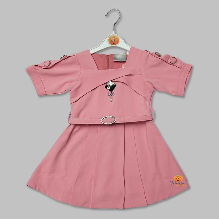 Party Wear Frock for Girls with Belt Front View
