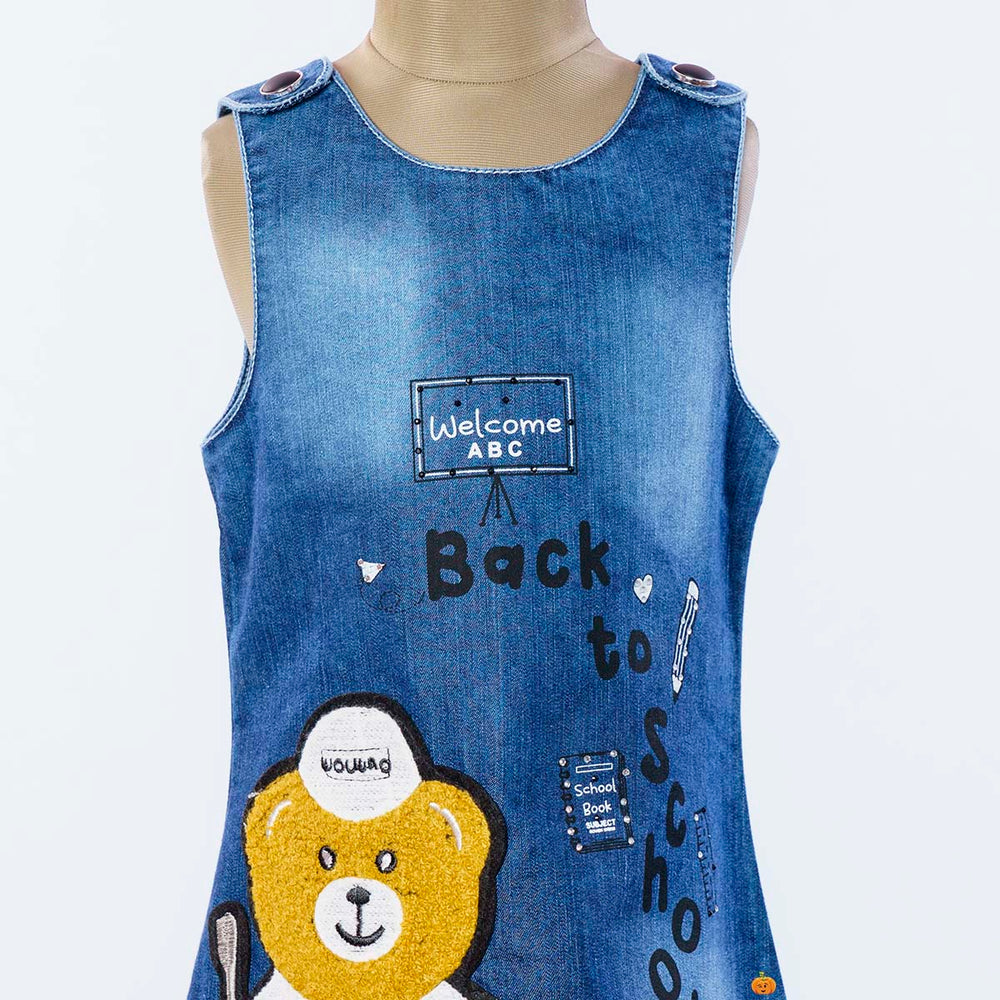 Denim Blue Midi for Girls Close Up View