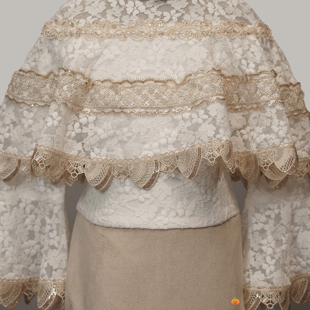 Solid Frill Pattern Girls Midi Close Up View