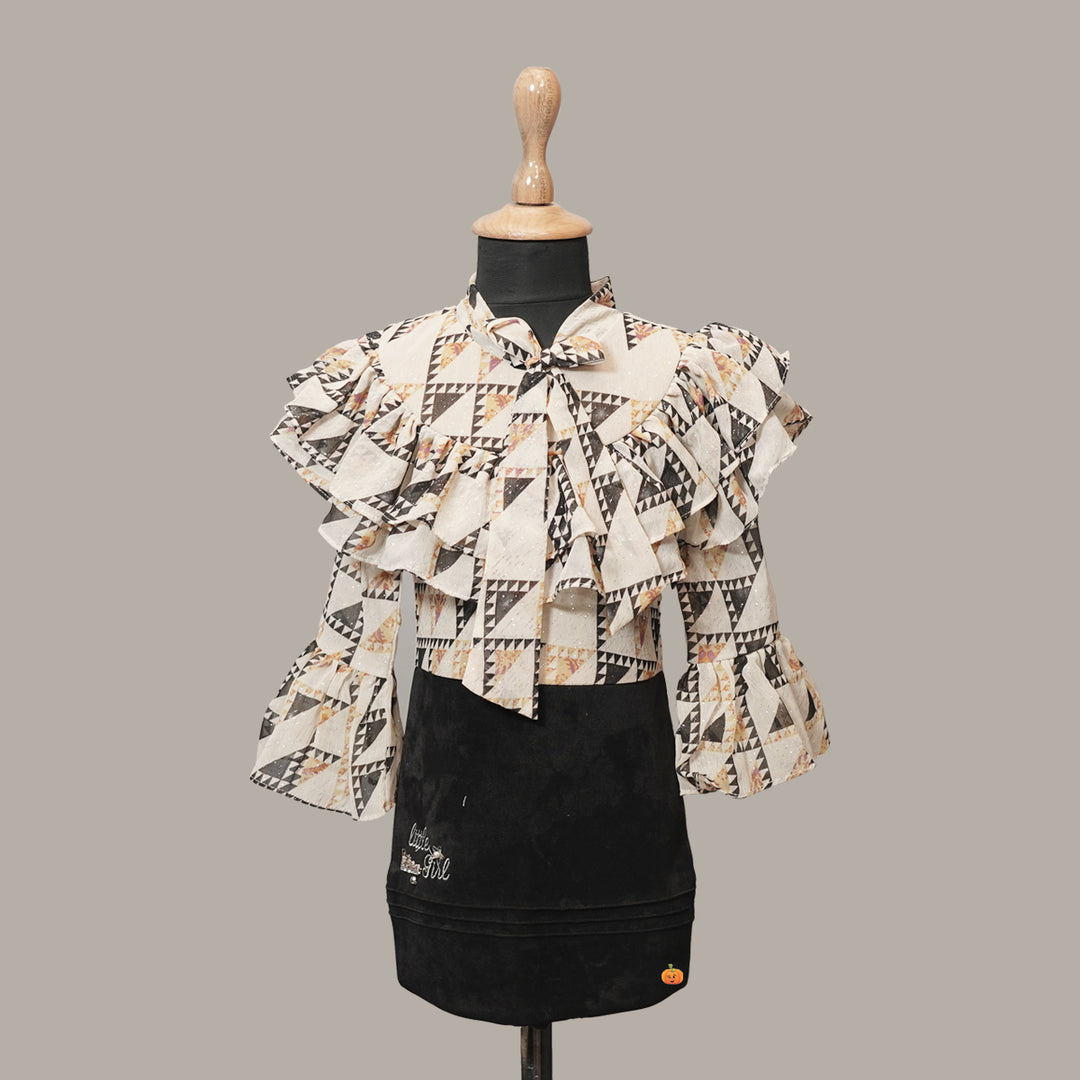 Navy Blue Fawn Frill Girls Midi Variant Front View