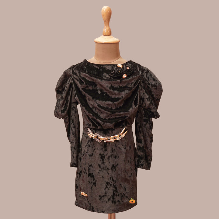 Solid Shiny Winter Girls Midi Front View