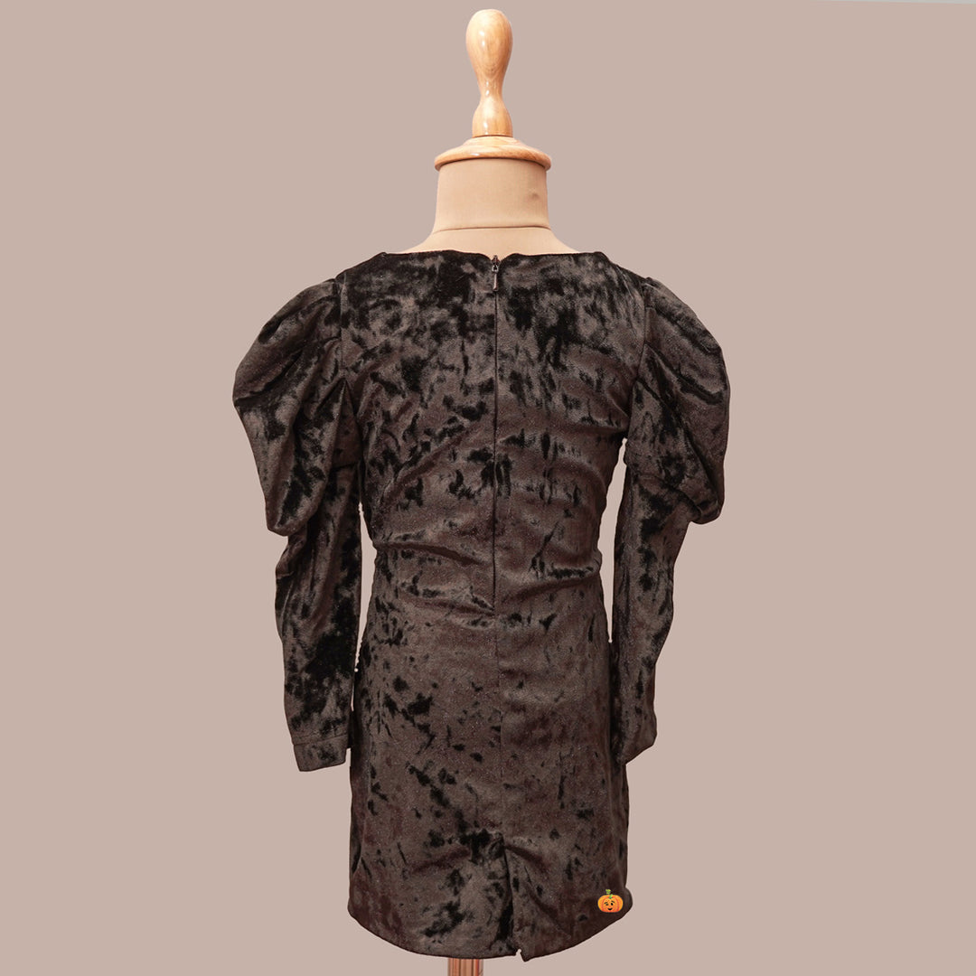 Solid Shiny Winter Girls Midi Back View