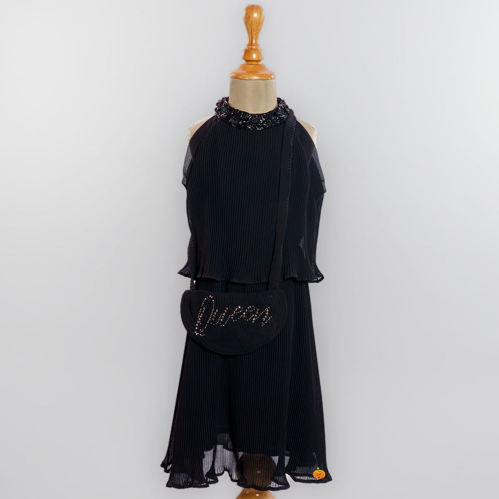 Black Midi for Girls with Sling Bag Front View