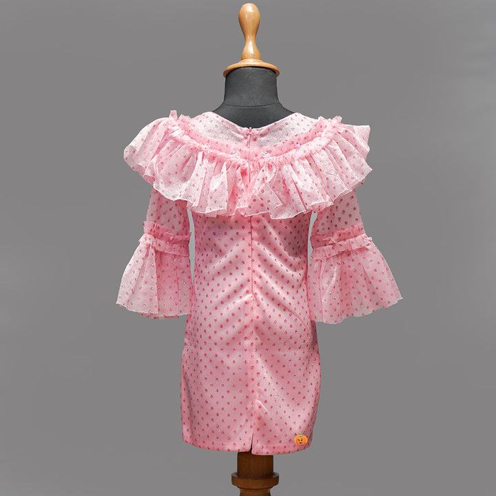 Ruffled Dotted Girls Midi Back View