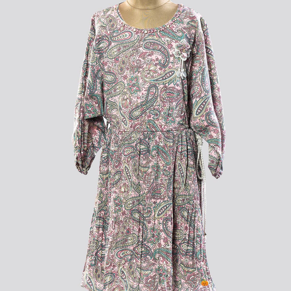 Paisely Print Midi for Girls Close Up View