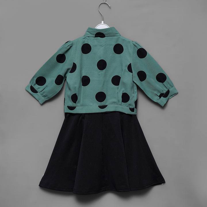 Solid Girls Midi With Polka Dots Back View