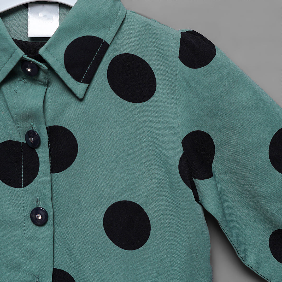Solid Girls Midi With Polka Dots Close Up View
