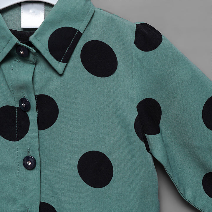 Solid Girls Midi With Polka Dots Close Up View