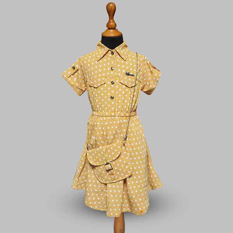 Red-Yellow Girls Midi with Polka Dots Variant Front View