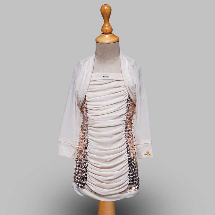 Solid Girls Midi With Square Neck & Jacket Front View