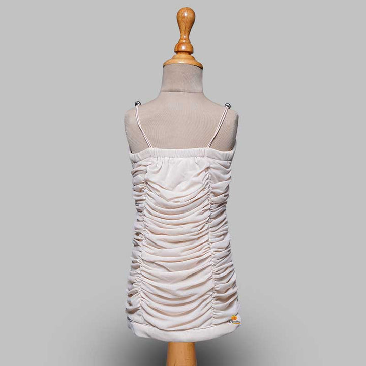 Solid Girls Midi With Square Neck & Jacket Back View
