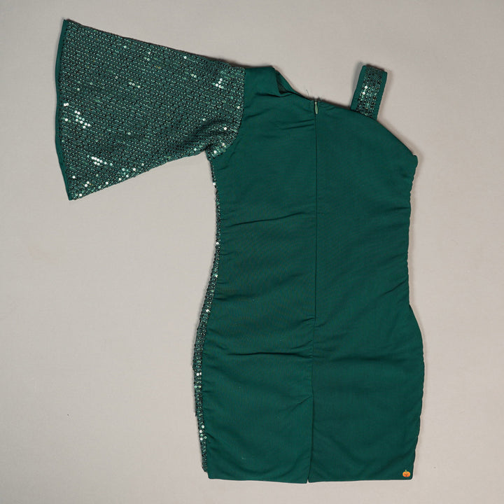 Solid Girls Midi With Glitter Designs Back View