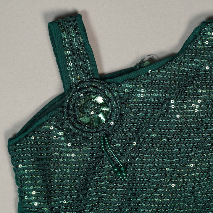 Solid Girls Midi With Glitter Designs Close Up View