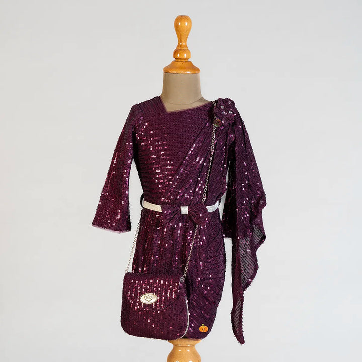 Sequin Girls Midi with Purse Front View