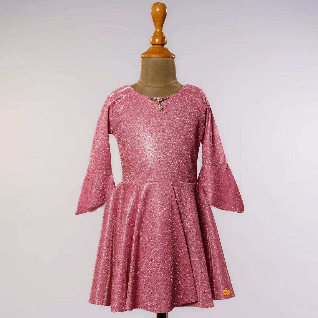 Onion Bell Sleeves Girls Midi with Purse Front View