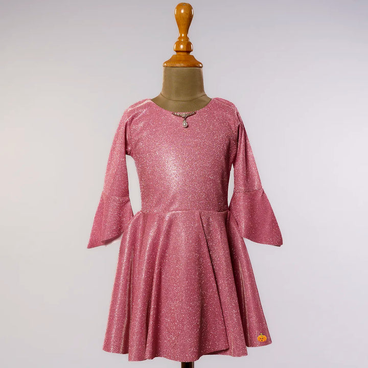 Onion Bell Sleeves Girls Midi with Purse Front View