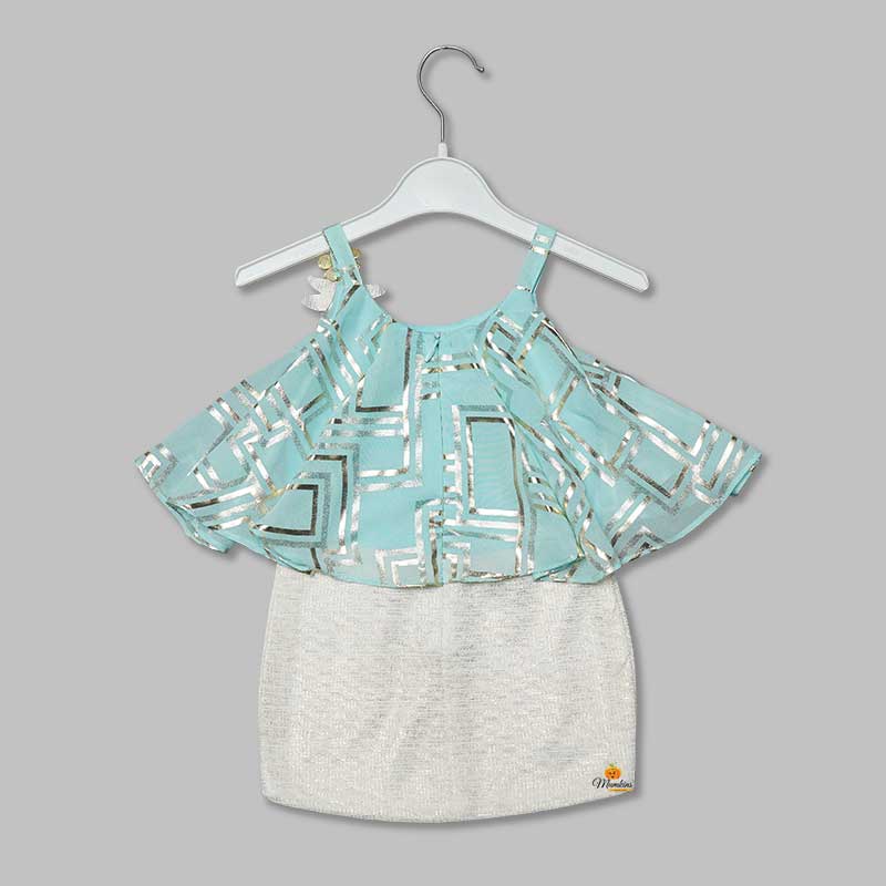 Blue Sleeveless Girls Midi Back View