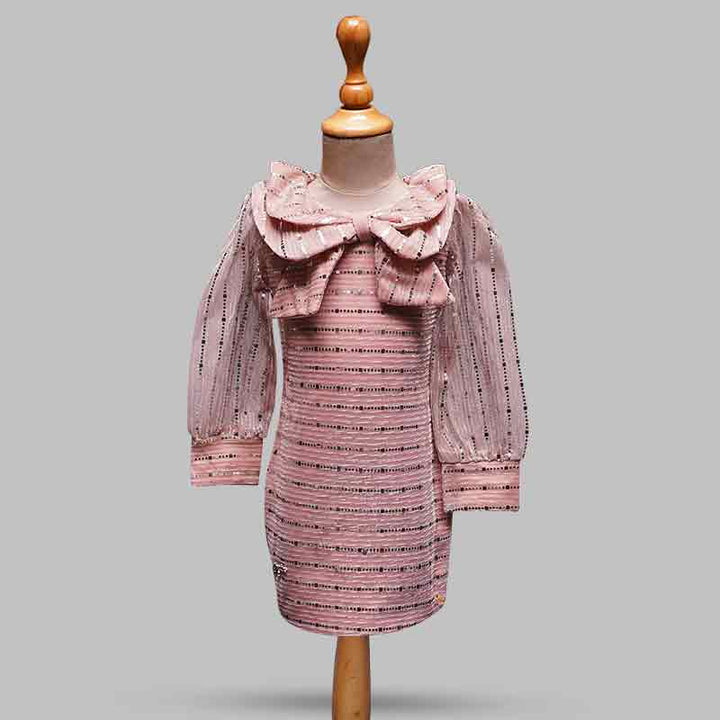 Party Wear Collar Bow Girls Midi