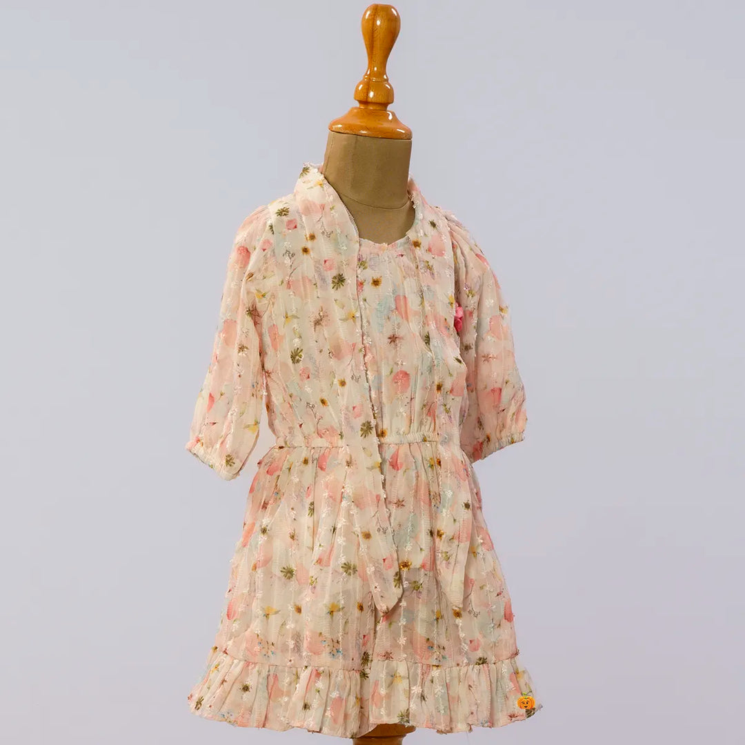 Peach Floral Midi for Girls Side View