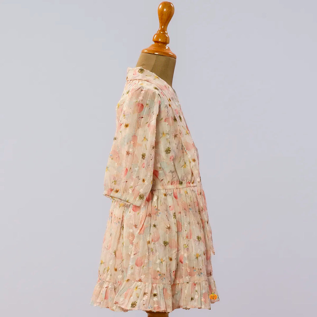 Peach Floral Midi for Girls Side View