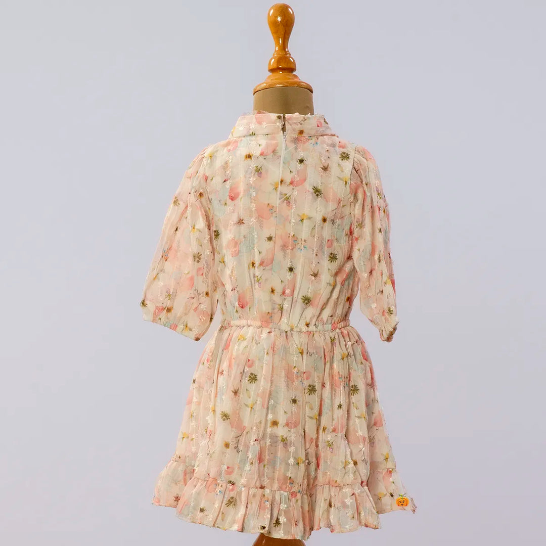 Peach Floral Midi for Girls Back View