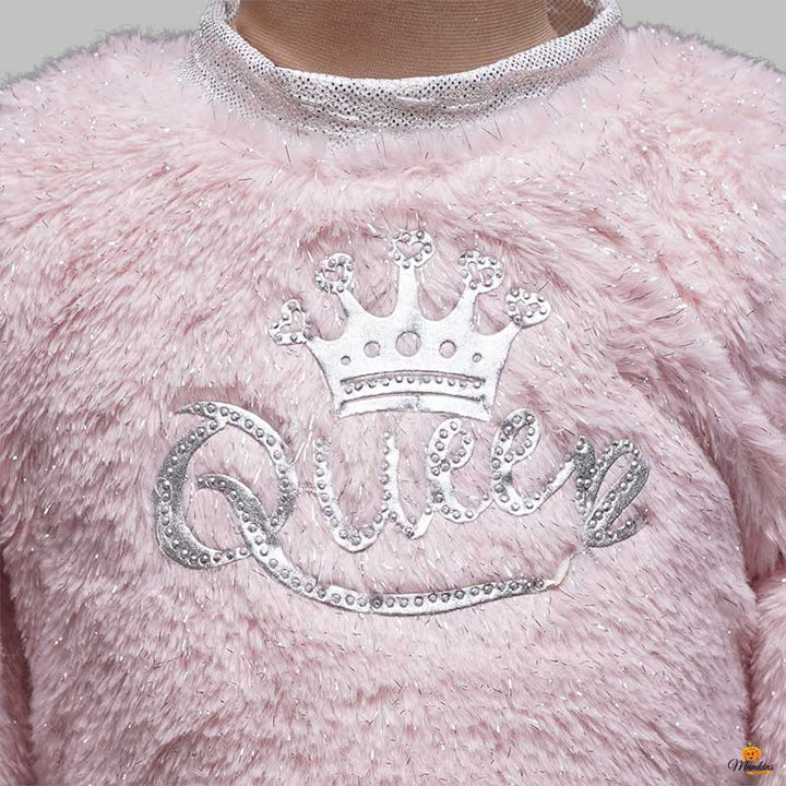 Solid Winter Full Sleeves Girls Midi Close Up View