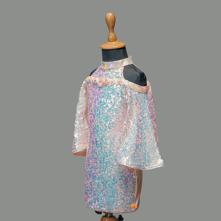 Party Wear Sequin Off- Shoulder Girls Midi Side View