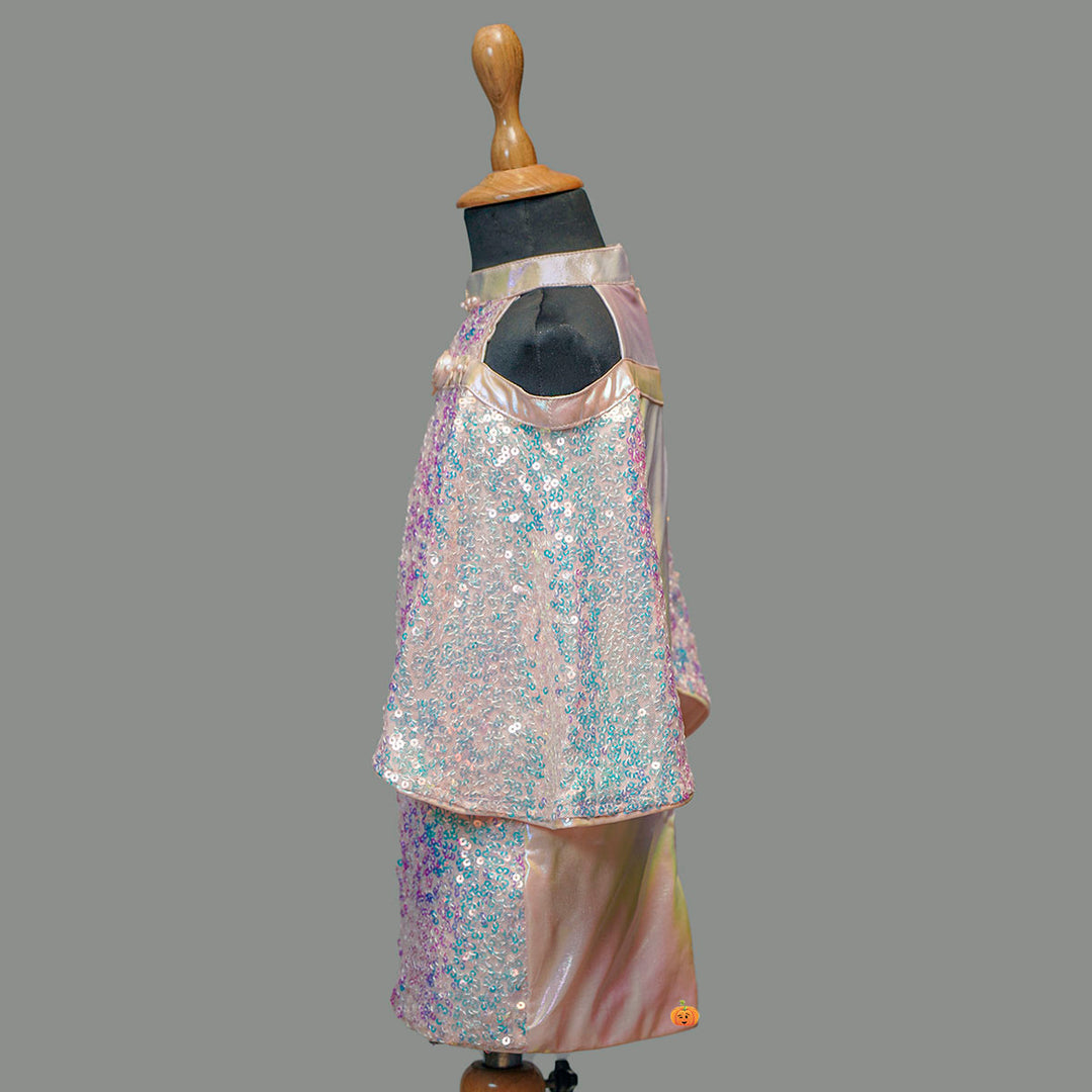 Party Wear Sequin Off- Shoulder Girls Midi Side View