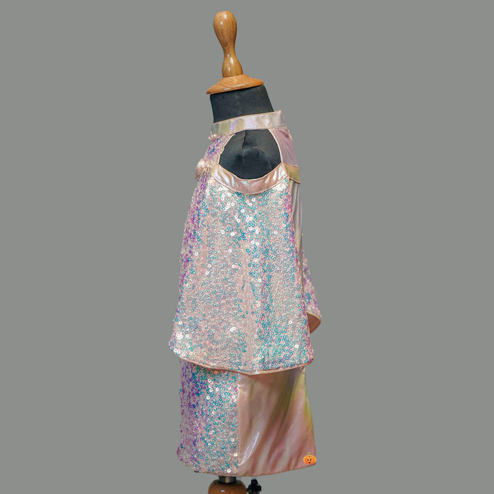 Party Wear Sequin Off- Shoulder Girls Midi Side View