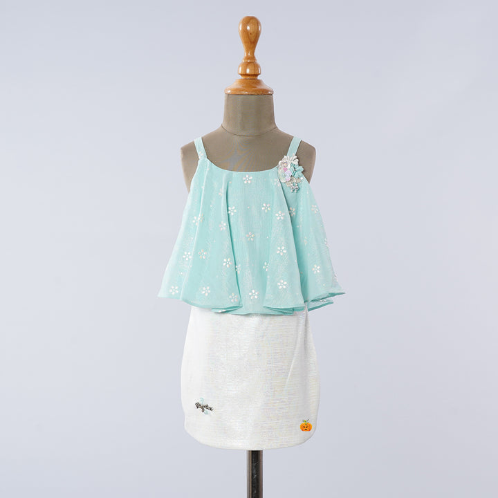 Sea Green Midi Dress for Girls Front View