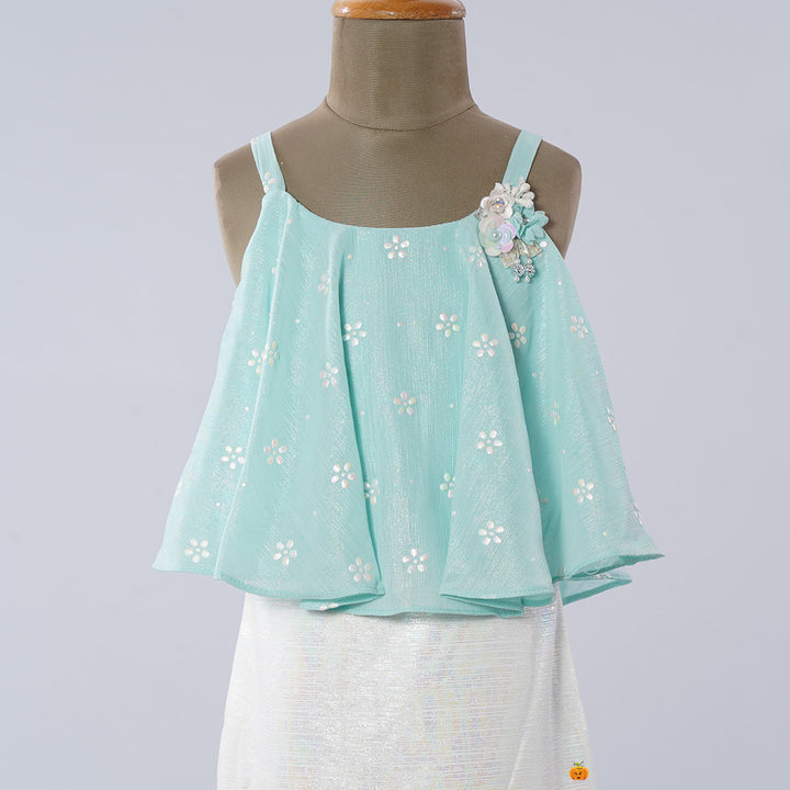 Sea Green Midi Dress for Girls Close Up View