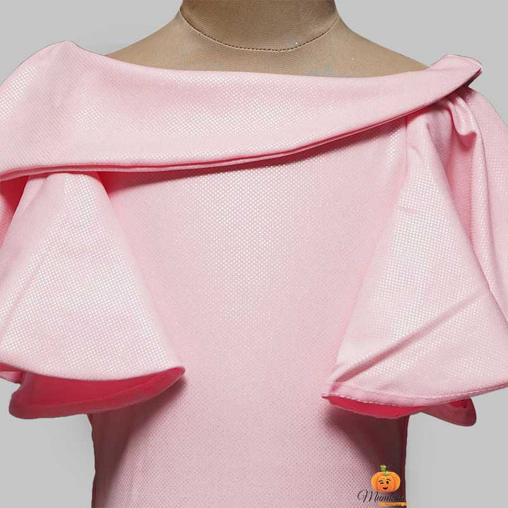 Pink Girls Midi With Butterfly Pattern Sleeves Inner View