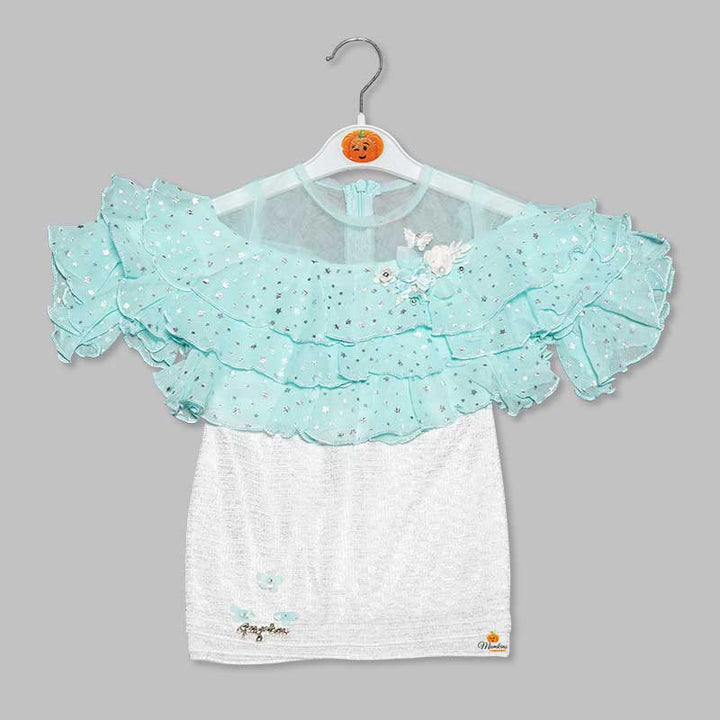 Blue Peach Ruffled Top Girls Midi Front View